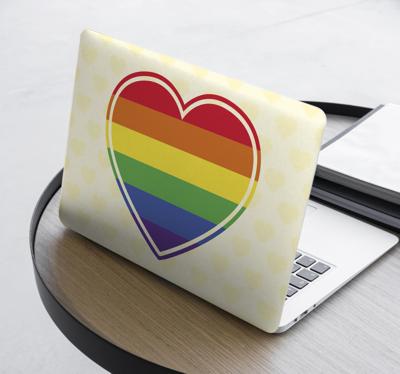 Stickers voor laptop Gay pride plat in hartvorm