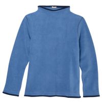Fleece pullover van bio-katoen met vulkaankraag, jeansblauw/nachtblauw Maat: XL