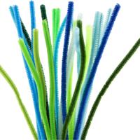 Creativ Company Chenille 6mm x 30cm groen en turquoise harmonie - 25st.