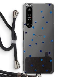 Blauwe stippen: Sony Xperia 1 III Transparant Hoesje met koord