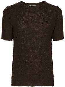 Dolce & Gabbana t-shirt transparent à effet usé - Marron