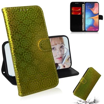 Voor Galaxy M30s effen kleur kleurrijke magnetische Buckle horizontale Flip PU lederen draagtas met houder & kaartsleuven & portemonnee & Lanyard (gou
