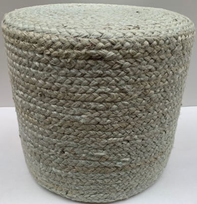 Poef gevlochten jute pale aqua ø40 / hg 35 cm
