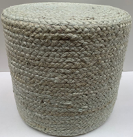 Poef gevlochten jute pale aqua ø40 / hg 35 cm