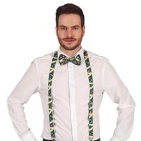 Foute kerst bretels - groen - kerstballen - polyester - voor volwassenen Foute kerst bretels - groen - kerstballen - polyester - voor volwassenen