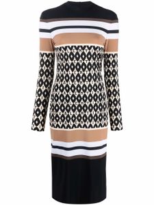 Valentino Garavani robe rayée à motif monogrammé - Noir