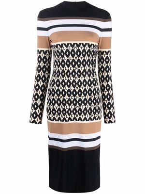 Valentino Garavani robe rayée à motif monogrammé - Noir