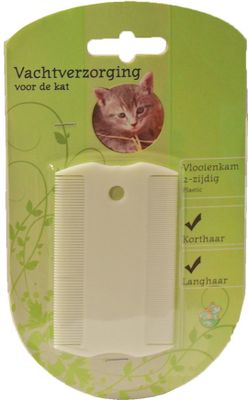Kat vlooienkam 2-zijdig plastic wit - Gebr de boon