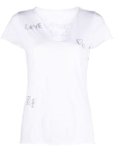 Zadig&Voltaire t-shirt en coton à ornements strassés - Blanc