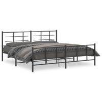 Bedframe met hoofd- en voeteneinde metaal zwart 193x203 cm