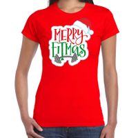 Merry fitmas Kerstshirt / outfit rood voor dames