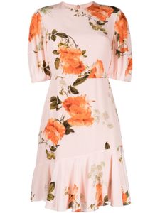 ERDEM robe courte en soie à fleurs - Rose