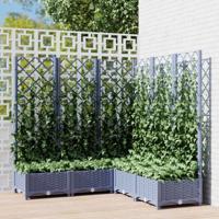 VidaXL Plantenbak met latwerk 120x120x121,5 cm polypropeen blauwgrijs