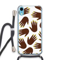 Hands dark: iPhone XR Transparant Hoesje met koord