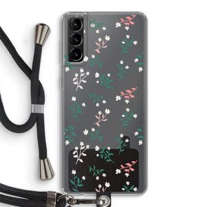 Small white flowers: Samsung Galaxy S21 Plus Transparant Hoesje met koord