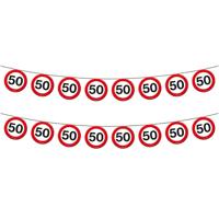 Slinger - 2x - 50 jaar - stopborden - 10 meter - papier - 50e verjaardag versiering - Abraham - Sara