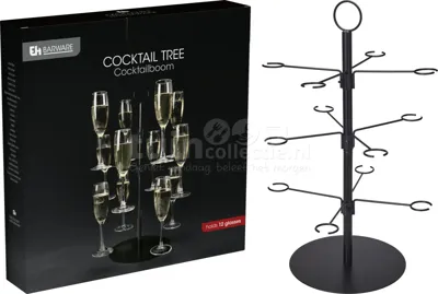 Cocktailboom 3-laags Metaal Zwart 55,5cm