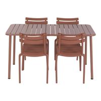 Tafel met vier stoelen Home ESPRIT Terra cotta Polypropyleen Ijzer 140 x 70 x 75 cm