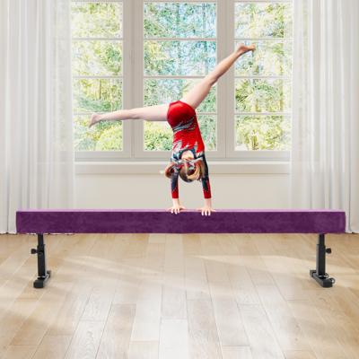 Verstelbare Evenwichtsbalk 226 cm Hoge en Lage Gymnastiekbalk met 3 Hoogtes Paars