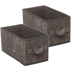 Set van 2x stuks opbergmand/kastmand 7 liter donkergrijs polyester 31 x 15 x 15 cm