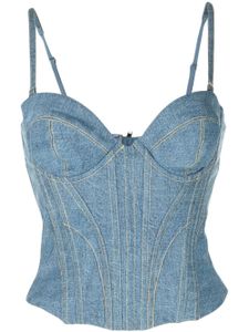 Fleur Du Mal bustier en jean à coutures contrastantes - Bleu