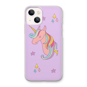 Roze eenhoorn: iPhone 13 mini Transparant Hoesje