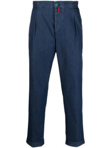 Kiton pantalon droit à taille élastiquée - Bleu