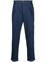 Kiton pantalon droit à taille élastiquée - Bleu