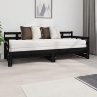 Slaapbank uitschuifbaar massief grenenhout zwart 2x(80x200) cm