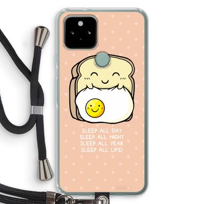 Sleep All Day: Pixel 5 Transparant Hoesje met koord