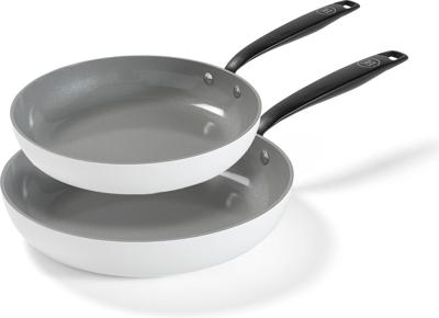 BE Living Koekenpannenset ø 24 & 28 cm - keramische anti-aanbaklaag - geschikt voor alle warmtebronnen - wit