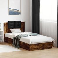 Bedframe met hoofdbord en LED gerookt eikenkleur 100x200 cm