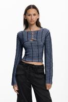 T-shirt met afneembare textuur - BLACK - L