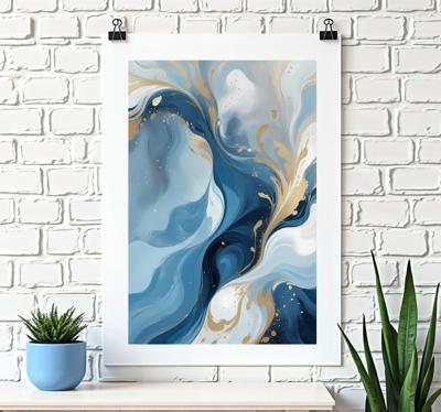 Blauwe lagune poster abstract