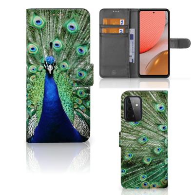 Samsung Galaxy A72 | Telefoonhoesje | Met pasjeshouder | Pauw