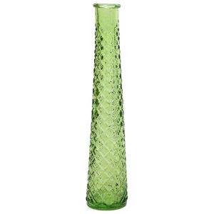 Vaas/bloemenvaas van gerecycled glas - D7 x H32 cm - transparant lichtgroen