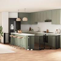 Hondenhek inklapbaar 12 panelen 960 cm populierenhout zwart