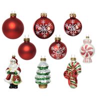 20x stuks glazen kerstornamenten/hangers figuurtjes en kerstballen rood x stuks kerstornamenten/k