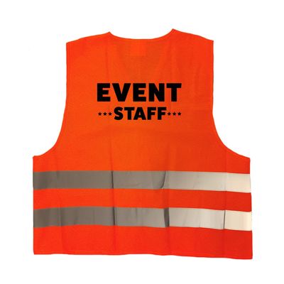 Event staff personeel vestje / hesje oranje met reflecterende strepen voor volwassenen