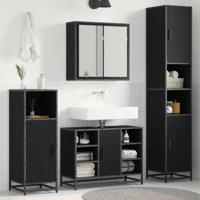 Badkamermeubelset met opslag 4 pcs Zwart eiken 80 x 33 x 60 cm