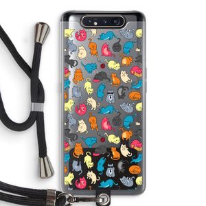 Kleurrijke katten: Samsung Galaxy A80 Transparant Hoesje met koord