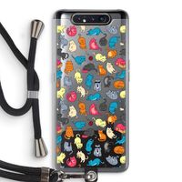 Kleurrijke katten: Samsung Galaxy A80 Transparant Hoesje met koord