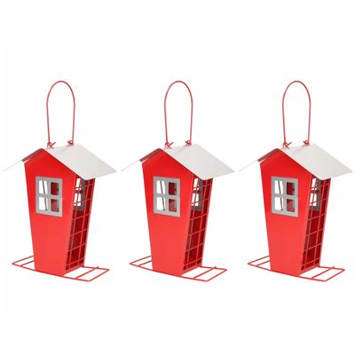 3x Stuks vogel voeder huisje voor pindas/vetbollen rood metaal 19 cm