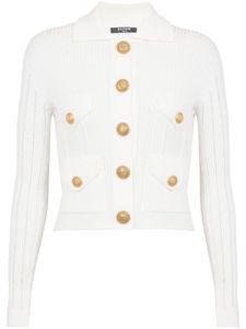 Balmain cardigan en maille à design nervuré - Blanc