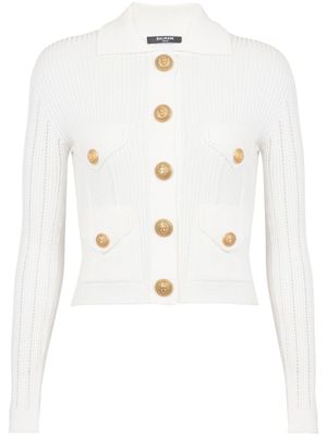 Balmain cardigan en maille à design nervuré - Blanc