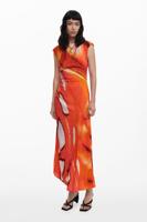 Gedrapeerde lange jurk - ORANGE - XL