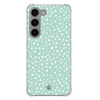 Samsung Galaxy S23 siliconen shockproof hoesje - Mint dots Samsung Galaxy S23 siliconen shockproof hoesje - Mint dots