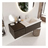 Mondiaz Bukla 120cm badmeubel met module 40 dark brown 2 lades met wastafel rechts 1 kraangat kleur talc