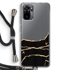 Gouden marmer: Xiaomi Redmi Note 10 Pro Transparant Hoesje met koord