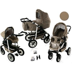 Kinderwagen 3 in 1 Bavario Liv Beige Sand met opblaasbare wielen